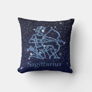 Coussin Sagittarius Constellation & Zodiac Signe avec étoi