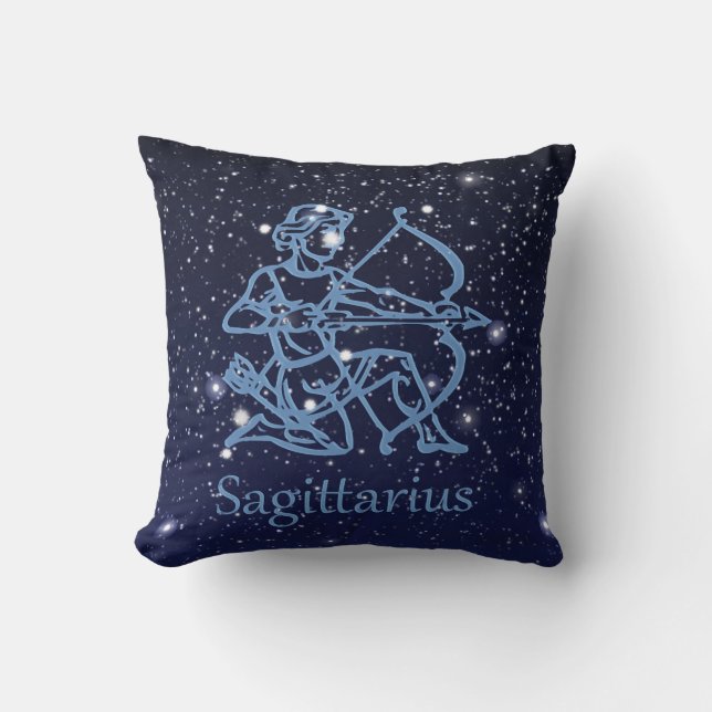 Coussin Sagittarius Constellation & Zodiac Signe avec étoi (Recto)