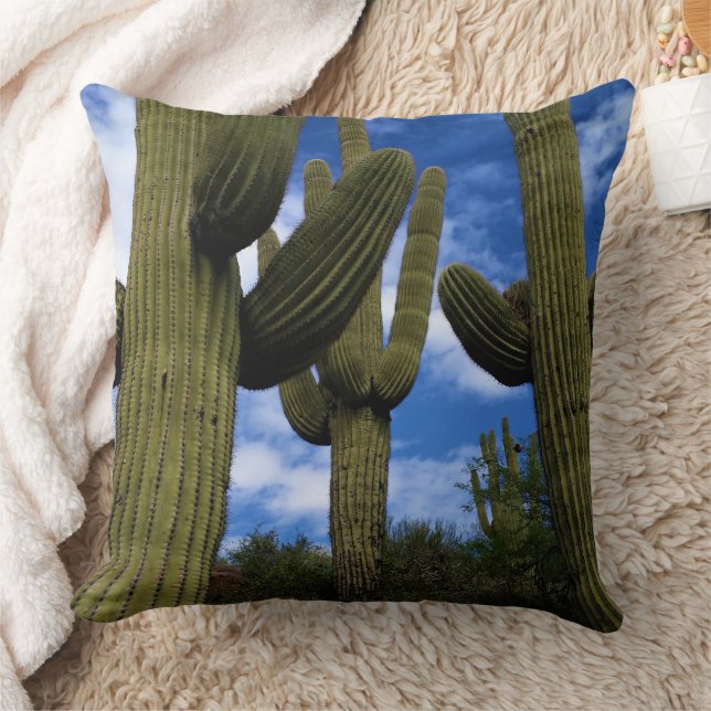 Coussin Saguaro Cactus Trio / Blue Sky & Clouds / Arizona (Couverture)