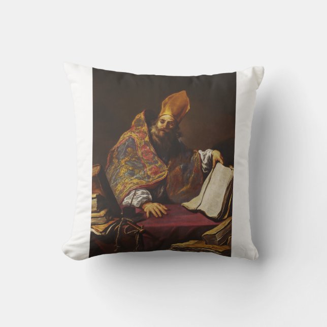 Coussin Saint Ambroise Père de l'Église catholique (Recto)