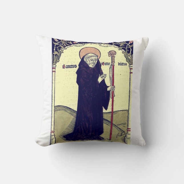 Coussin Saint Benoît de Nursie Père du monachisme (Recto)