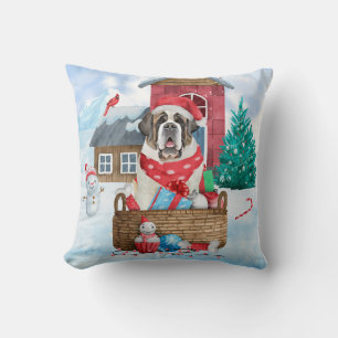 Coussin Saint Bernard Chien dans la neige Maison de Chien