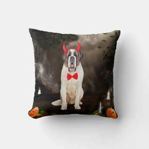 Coussin Saint Bernard Chien en costume d'Halloween