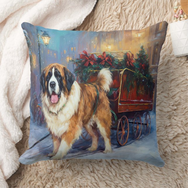 Coussin Saint Bernard Christmas Festive (Couverture)