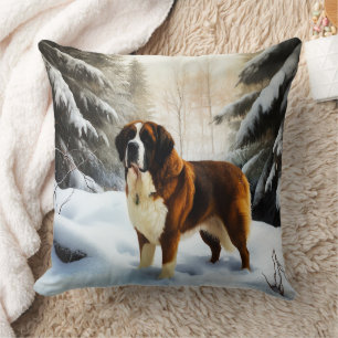Coussin Saint Bernard Laissez Tomber la Neige Noël