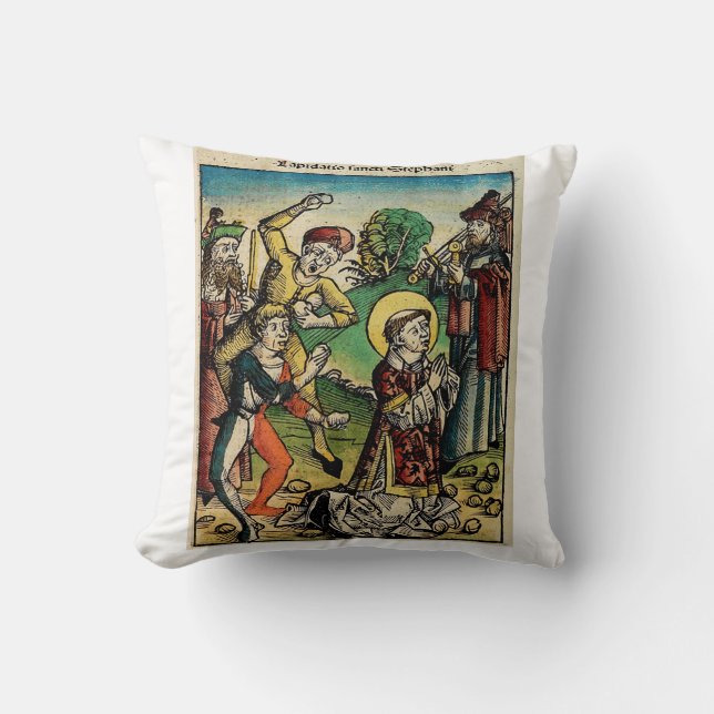 Coussin Saint Étienne le Protomartyr Iconographie d'art fi (Recto)