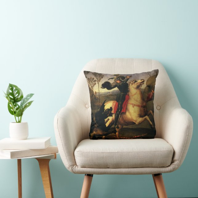 Coussin Saint Georges combattant le Dragon de Raphaël Sanz (Chaise)