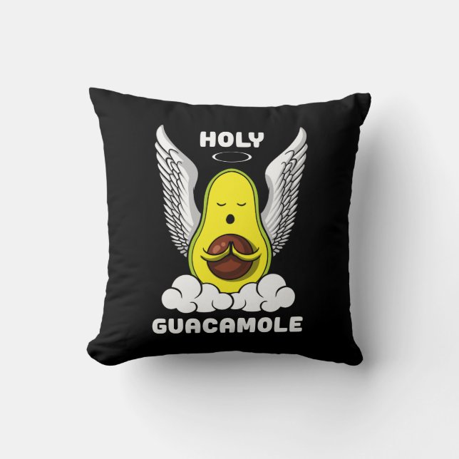 Coussin Saint Guacamole Avocado Vegan drôle de plaisanteri (Recto)