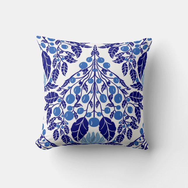 Coussin Saint-Jacques Vintage bleu Art nouveau (Recto)