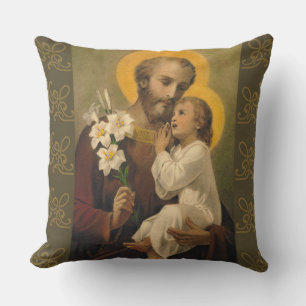 Coussin Saint Joseph Jésus Pape Religieux Signature