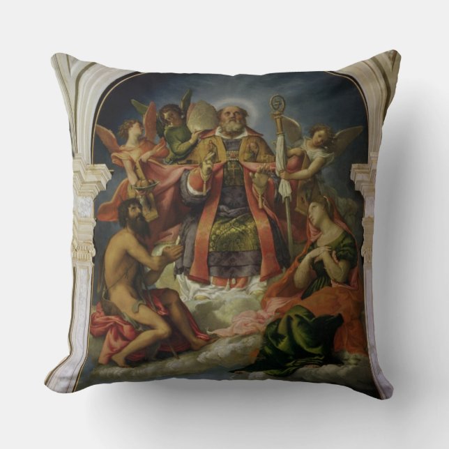 Coussin Saint-Nicolas dans la gloire avec des saints (Recto)