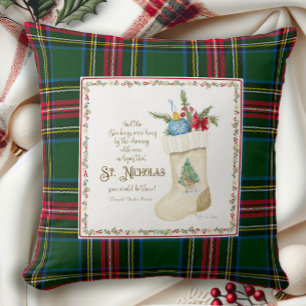 Coussin Saint Nicolas Père Noël Tartan Plaid