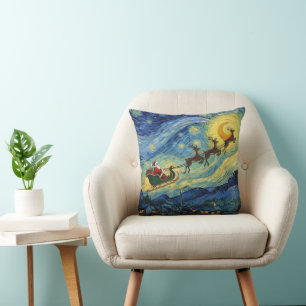 Coussin Saint Nicolas Rudolf sensationnel de style Van Gog