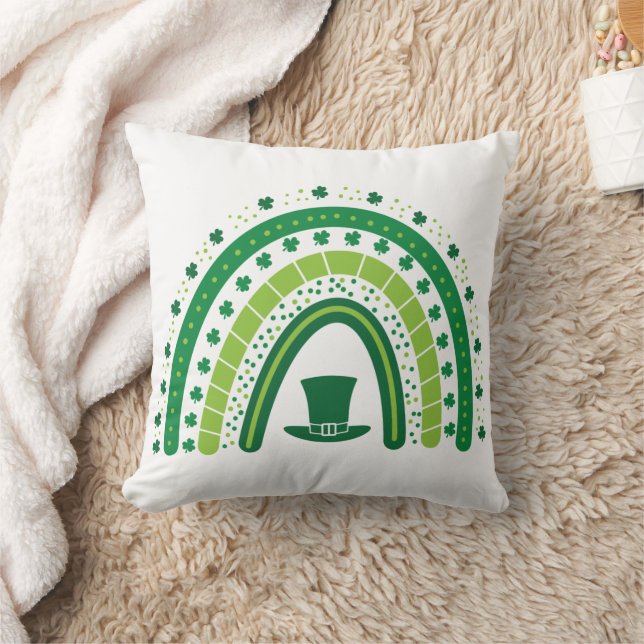 Coussin Saint-Patrick Cute Clover Vert Arc-en-ciel (Couverture)