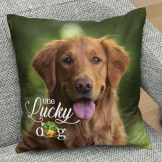 Coussin Saint Patrick's Day Lucky Dog Photo personnalisée