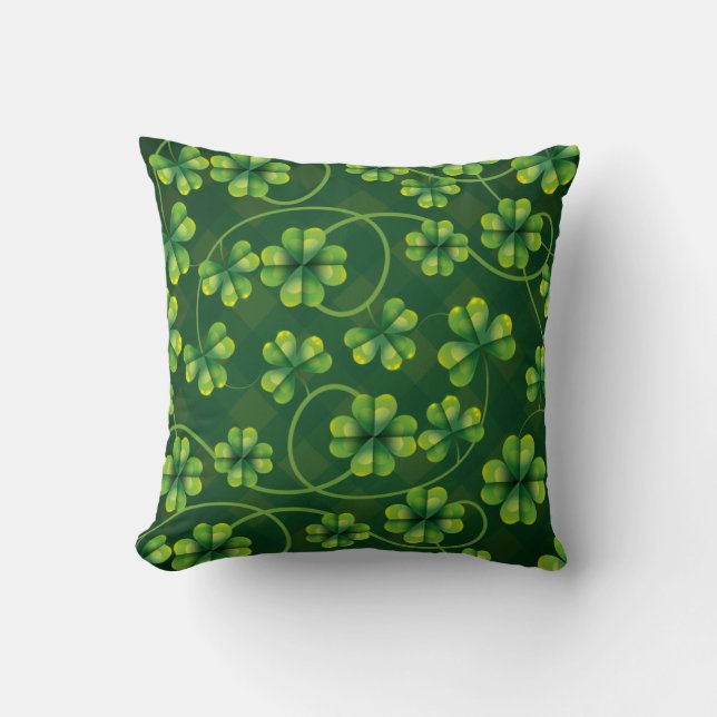 Coussin Saint Patrick's Day Shamrock Plaid (Recto)