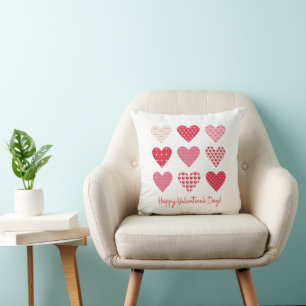 Coussin Saint-Valentin 2023 Coeurs rouges doux