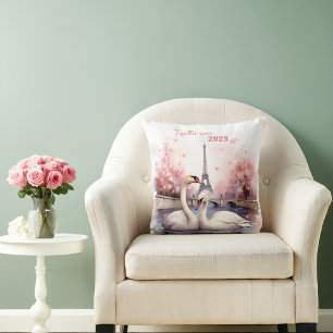 Coussin Saint Valentin à Paris - Couple de cygnes -