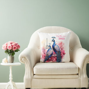 Coussin Saint-Valentin à Paris - Deux paons -