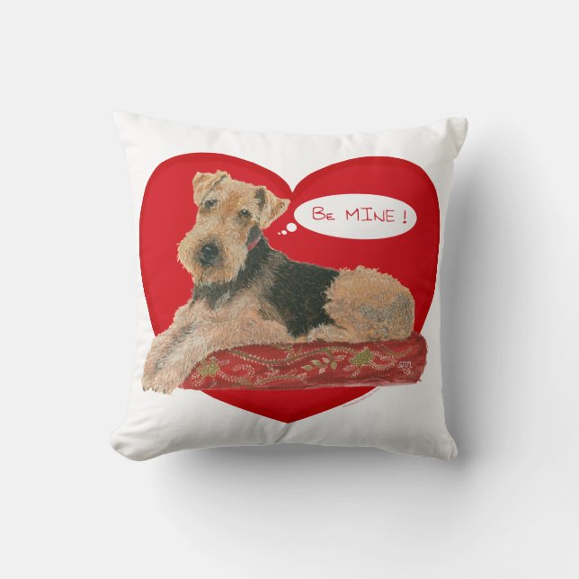 Coussin Saint-Valentin Airedale Terrier (Recto)