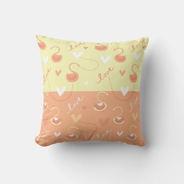Coussin Saint-Valentin Amour du coeur Écrit en orange jaun (Recto)