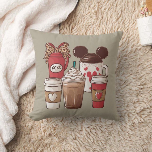 Coussin Saint-Valentin Amoureux du café Latte amusant (Couverture)