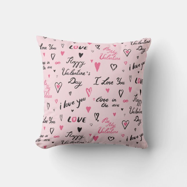 Coussin Saint-Valentin : Arrière - plan "Je t'aime". (Recto)