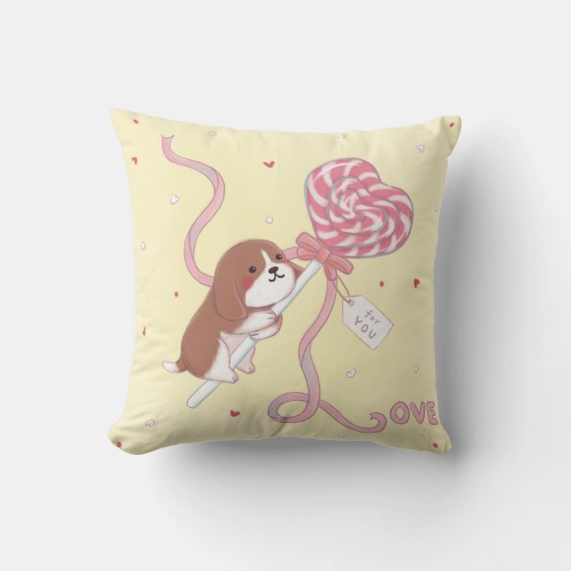 Coussin Saint Valentin : Beagle & Lollipop (Recto)