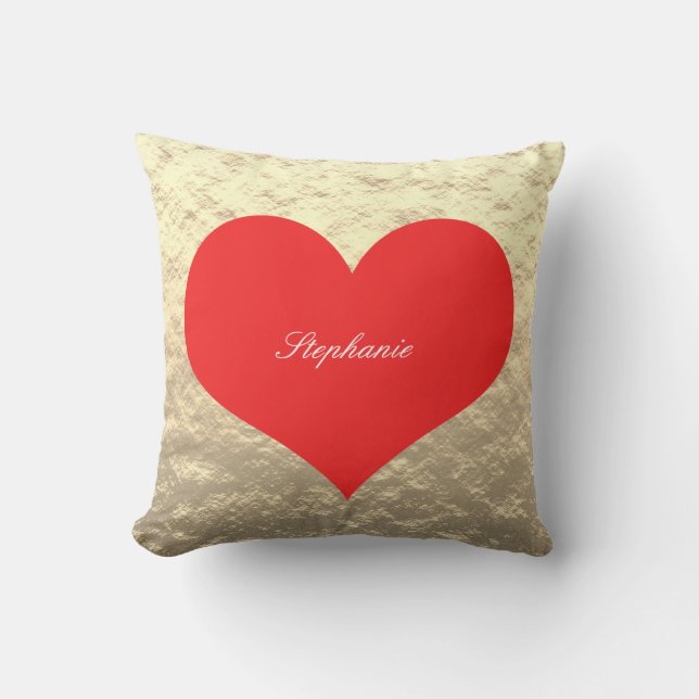 Coussin Saint Valentin Big Red Heart Monogram Gold Foil (Recto)