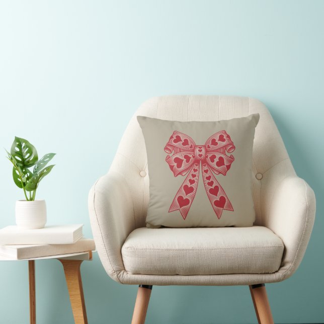 Coussin Saint-Valentin Cœur Coquette nœud rétro Saint-Vale (Chaise)
