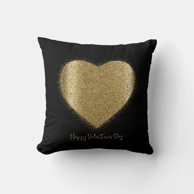 Coussin Saint Valentin Coeur de poussière or sur Arrière - (Recto)