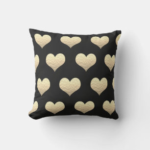 Coussin Saint-Valentin Coeur d'or Motifs Noir d'or