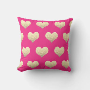Coussin Saint-Valentin Cœur Doré Motif Rose Mignon Féminin