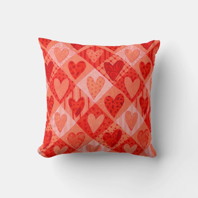Coussin Saint-Valentin Coeurs rouge et rose (Recto)