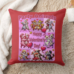 Coussin Saint Valentin Couples dansants "Animaux de fête"