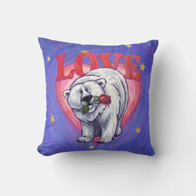 Coussin Saint-Valentin d'ours blanc (Recto)
