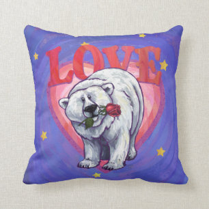 Coussin Saint-Valentin d'ours blanc