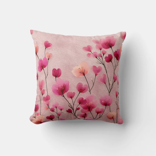 Coussin Saint-Valentin Fleurs Romantique Élégant Rose (Recto)