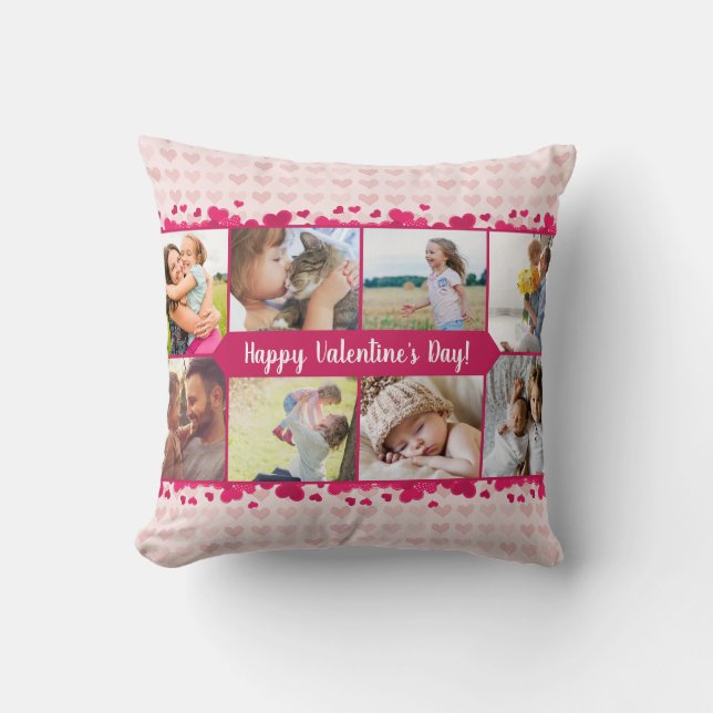Coussin Saint Valentin Huit photos Collage avec coeur (Recto)