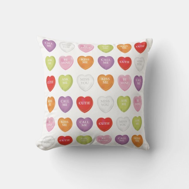 Coussin Saint-Valentin Mignonne Coeur Candy Sayings (Recto)