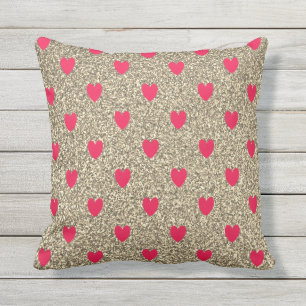 Coussin Saint-Valentin Motif de coeur rouge Glittery Golde