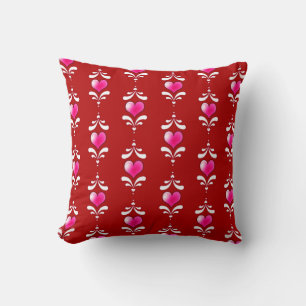 Coussin Saint Valentin Motif des Coeurs Rouge et Rose