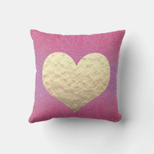 Coussin Saint Valentin Parties scintillant rose Coeur d'or
