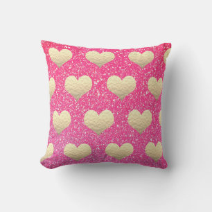 Coussin Saint Valentin Parties scintillant rose Coeurs d'o