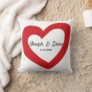 Coussin Saint-Valentin Personnalisé Anniversaire Cœur Roug