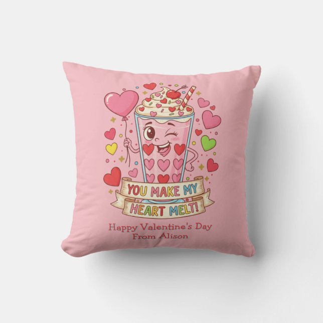 Coussin Saint-Valentin Personnalisé Milkshake Mignon (Recto)