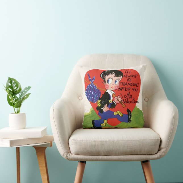 Coussin Saint-Valentin rétro, cœur de garçon vagabond vint (Chaise)