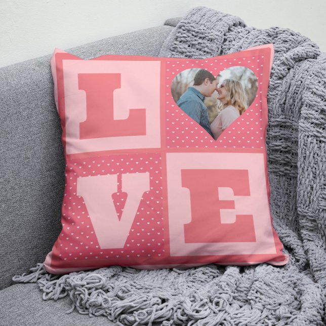 Coussin Saint-Valentin Romantique rose Love Heart Photo (Créateur téléchargé)