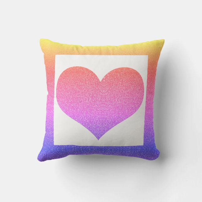 Coussin Saint-Valentin Rose Violet Ombré Paillettes Cœur  (Verso)