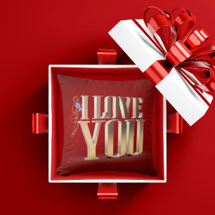 Coussin Saint Valentin Rouge 3D Je t'aime Jouer l'oreiller